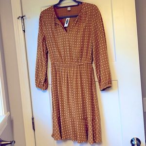 Old Navy Mustard Yellow Printed Midi Dress. Small